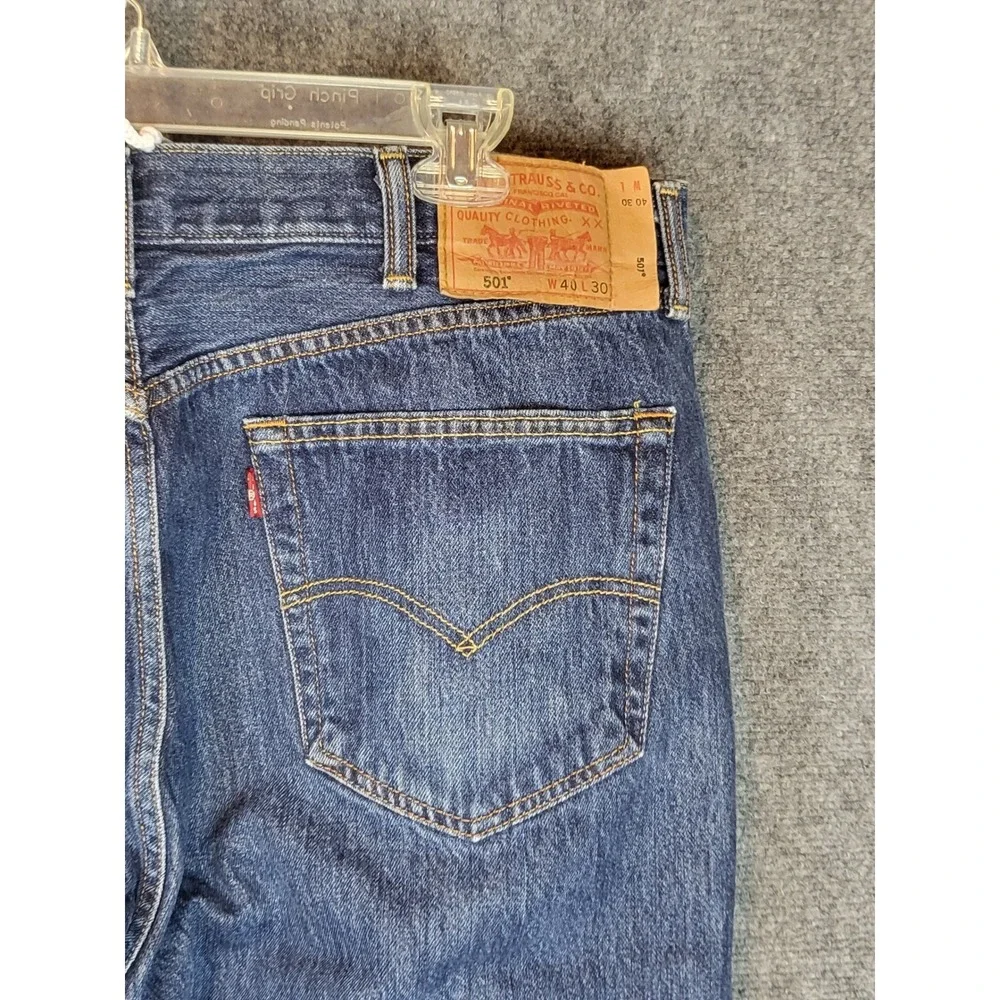 Levi's 501 Jeans Mens W40 L30 Blue Denim Straight Leg‎ Button Fly School Work